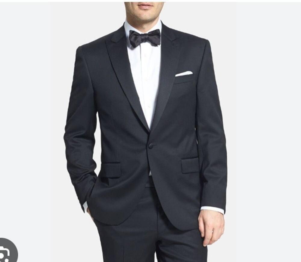 David Donahue Tuxedo Russell Jacket Over Coat Blazer Italian Super 120 Wool 44R
